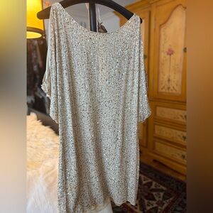 Aidan Mattox Sequin Gold Dress